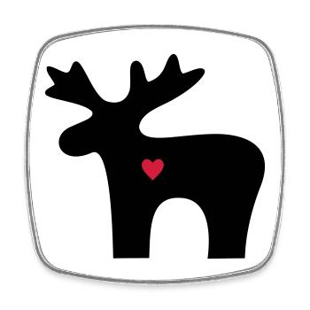 Elch Herz Liebe Silhouette Weihnachten - Viereckiger Kühlschrankmagnet - Weiß - Vorne