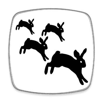Jumping rabbits - Square fridge magnet - white - Front