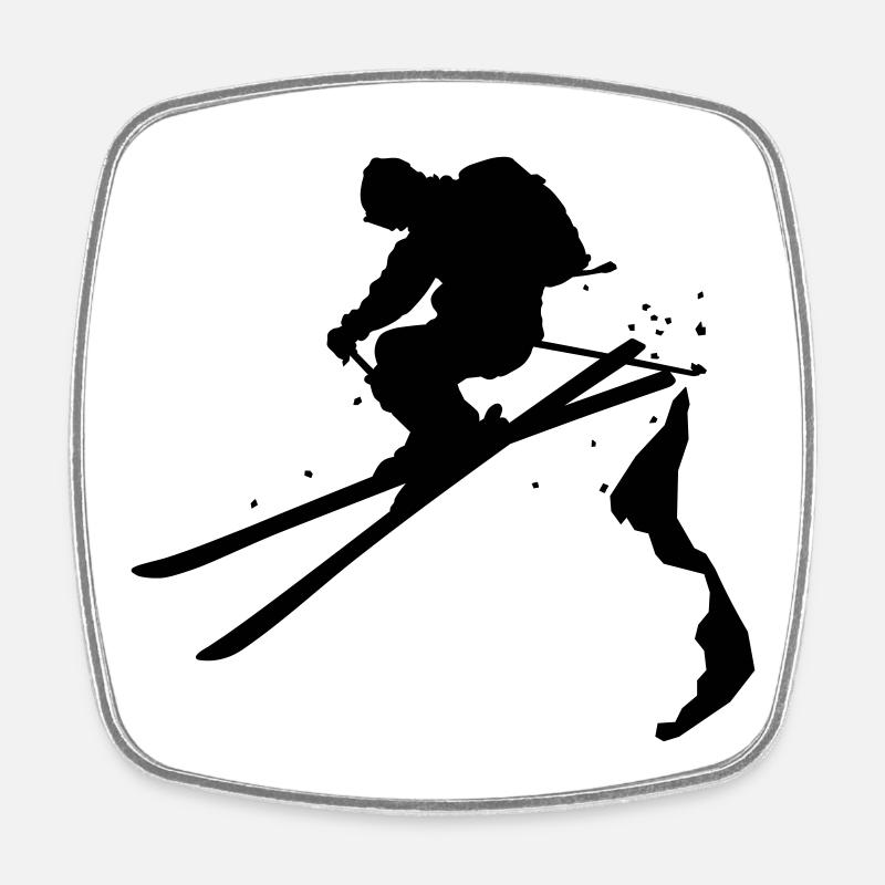 ski_freerider - Magnet carré - blanc