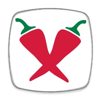 Chillies - Piments - Magnet carré - blanc - Devant
