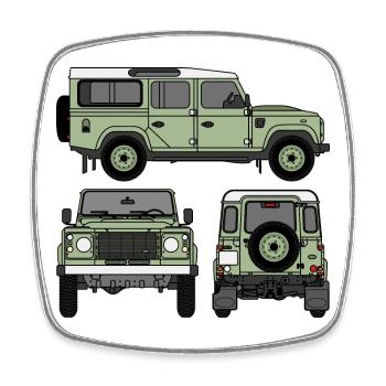 Defender 110 - Seiten - Viereckiger Kühlschrankmagnet - Weiß - Vorne