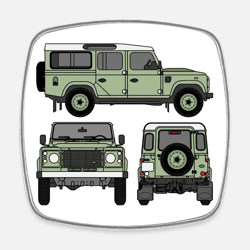Defender 110 - Sides - Square fridge magnet - white
