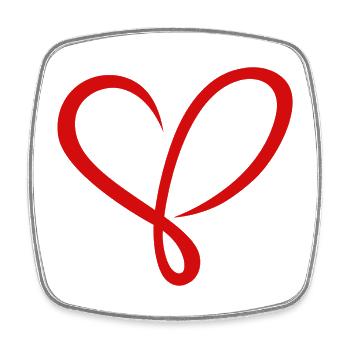 Heart love valentine's day pair of flourishes red - Square fridge magnet - white - Front