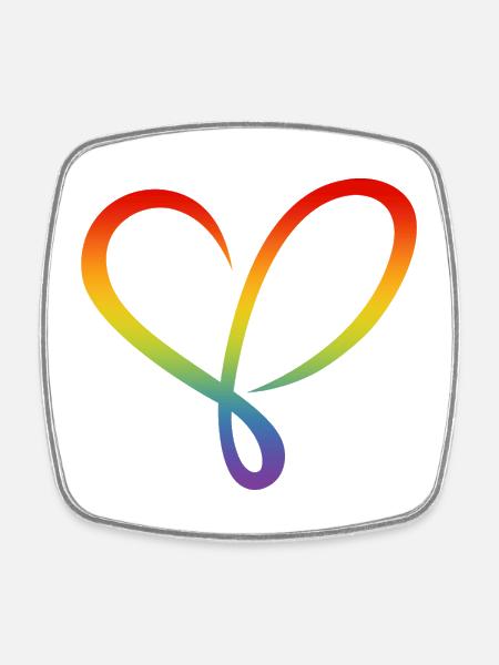 Heart LGBT rainbow love valentines flourishes - Square fridge magnet - white