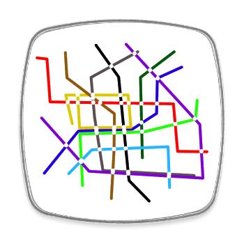 Line network Ubahn Sbahn City transport Infrastructure - Square fridge magnet - white - Front