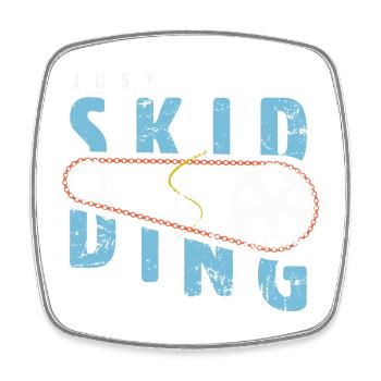 Just Skidding Fixed Gear Single Speed Bike - Fixie - Square fridge magnet - white - Front