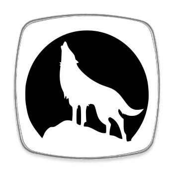 Wolf - Mond - Viereckiger Kühlschrankmagnet - Weiß - Vorne