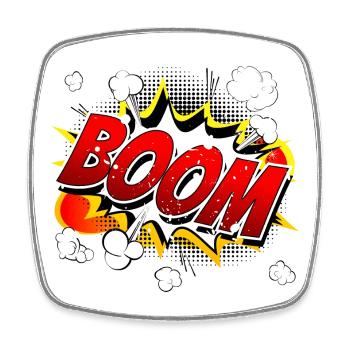 Boom Comic Grafik - Viereckiger Kühlschrankmagnet - Weiß - Vorne