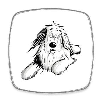 Furry Bobtail I Berled Collie Dog I Gift - Square fridge magnet - white - Front