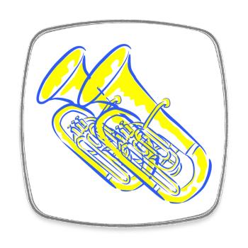 tuba - Square fridge magnet - white - Front