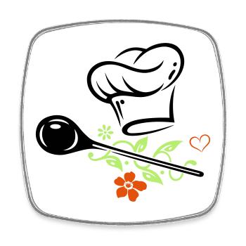 Cooking Chef's Hat Chef Vegan Healthy Wooden spoon - Square fridge magnet - white - Front