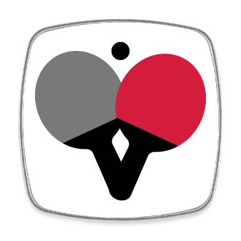 Tennis de table - Ping Pong - Magnet carré - blanc - Devant