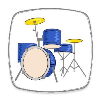 percussion - Magnet carré - blanc - Devant