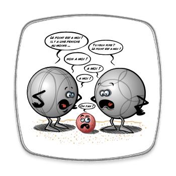 Discorde pétanque - Magnet carré - blanc - Devant