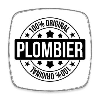 Plombier - Magnet carré - blanc - Devant