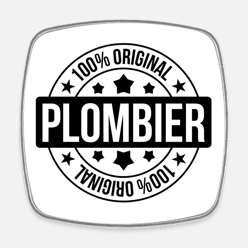 Plombier - Magnet carré - blanc