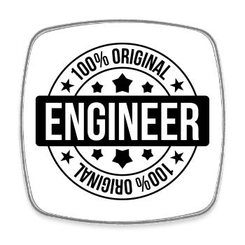 Engineer - Viereckiger Kühlschrankmagnet - Weiß - Vorne