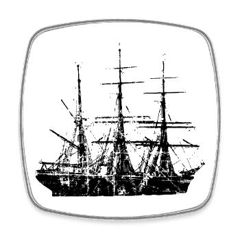 Sailing Ship Sailing Design Vintage (FR) - Magnet carré - blanc - Devant
