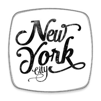 New York City | Vintage Distressed Script Art - Square fridge magnet - white - Front