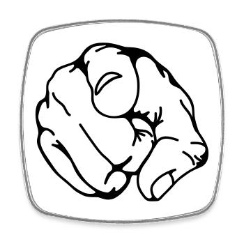 hand faust finger - Viereckiger Kühlschrankmagnet - Weiß - Vorne