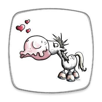 Horse Kiss - Square fridge magnet - white - Front