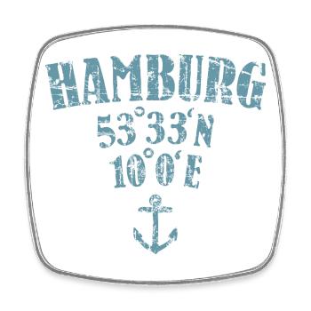 Hamburg Koordinaten - Viereckiger Kühlschrankmagnet - Weiß - Vorne