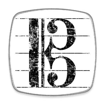 Alto clef, clé de l'alto, clef - Magnet carré - blanc - Devant