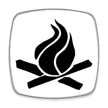 grill flamme bois - Magnet carré - blanc - Devant