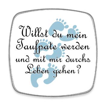 Taufpate Pate Gedi Farbe frei wählbar Geschenk - Viereckiger Kühlschrankmagnet - Weiß - Vorne