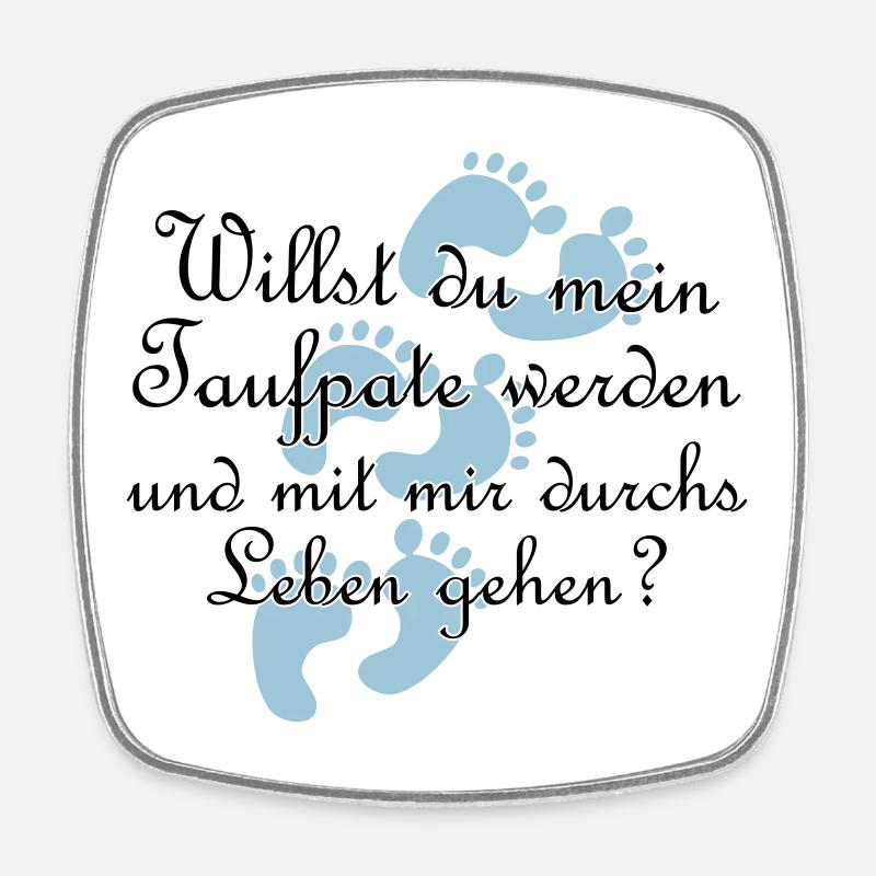 Taufpate Pate Gedi Farbe frei wählbar Geschenk - Viereckiger Kühlschrankmagnet - Weiß