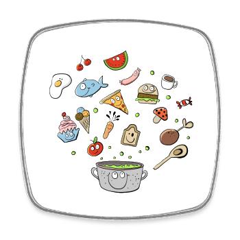 Essen Doodle I Mahzeit I Lebensmittel - Viereckiger Kühlschrankmagnet - Weiß - Vorne