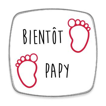 Bientôt Papy / Grand Pere / Naissance / Bébé - Magnet carré - blanc - Devant