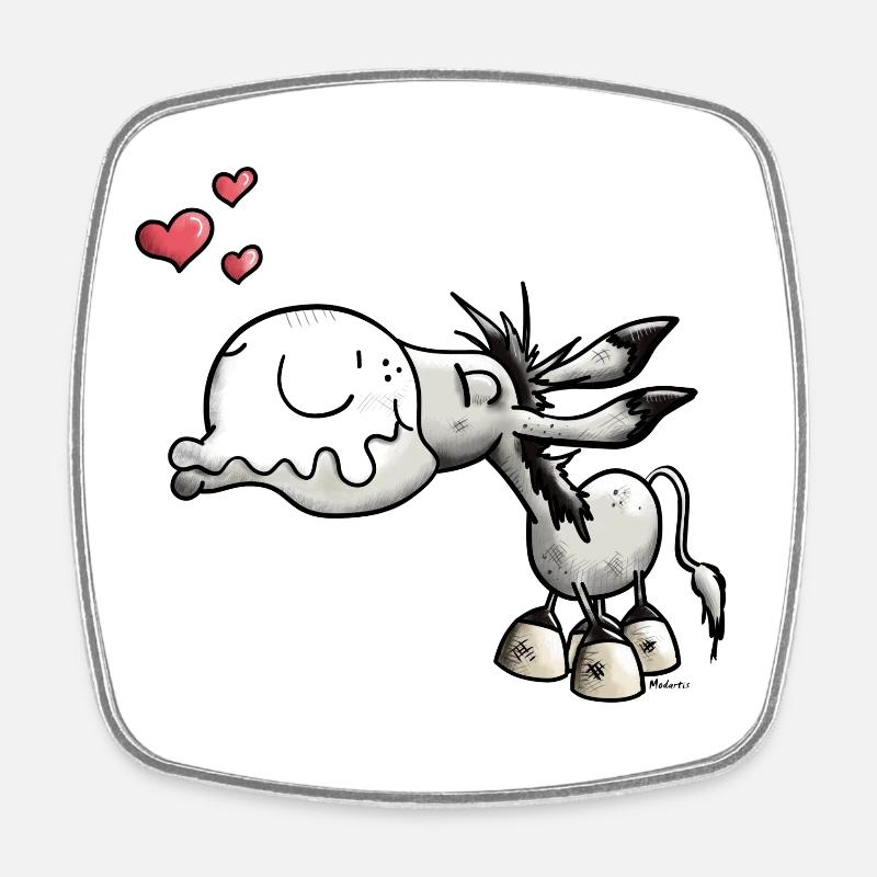 Donkey Kiss - Square fridge magnet - white