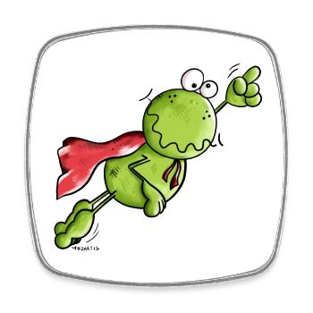 Superfrosch auf Weltreise - Viereckiger Kühlschrankmagnet - Weiß - Vorne
