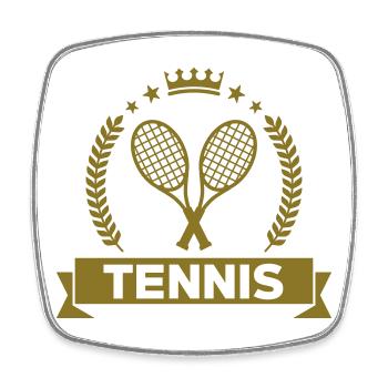 Tennis - Sport - Ball - Player - Game - Sportsman - Magnet carré - blanc - Devant