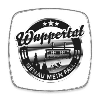 Wuppertal - genau mein Fall! - Viereckiger Kühlschrankmagnet - Weiß - Vorne