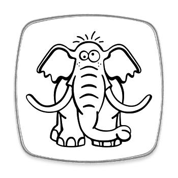 Éléphant - Magnet carré - blanc - Devant