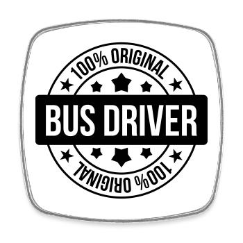 Bus Driver / Busfahrer / Autocar / Autobus / Job - Square fridge magnet - white - Front
