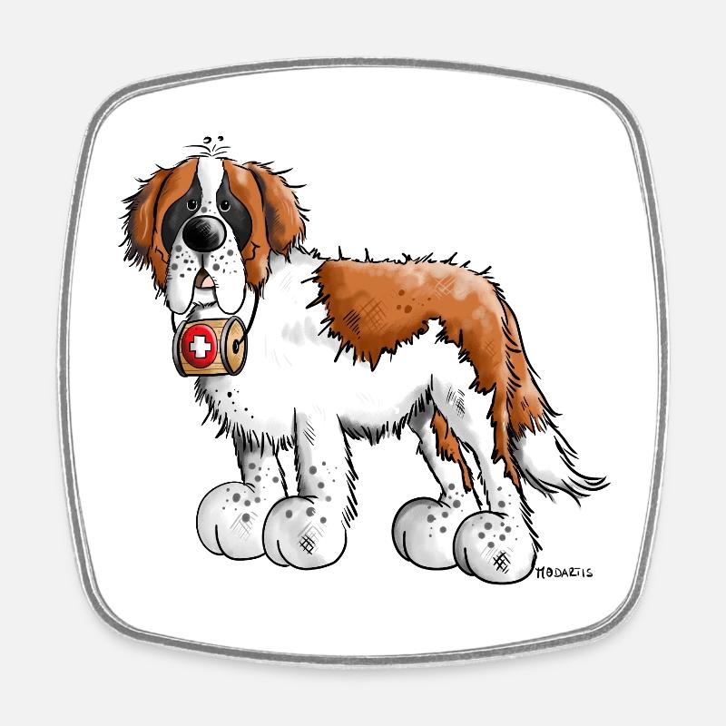 Saint Bernard - Magnet carré - blanc