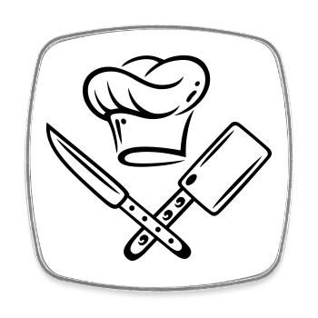 Cuisiner, chapeau de chef - Magnet carré - blanc - Devant