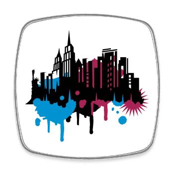 Großstadt stencil art New York City Graffiti - Viereckiger Kühlschrankmagnet - Weiß - Vorne