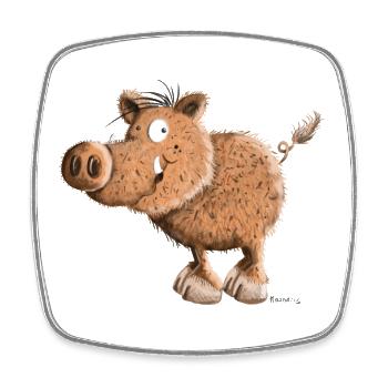 Happy sanglier - sangliers - dessin animé - Magnet carré - blanc - Devant