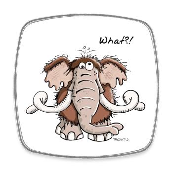 Mammouth drôle - éléphant - dessin animé - cadeau - Magnet carré - blanc - Devant