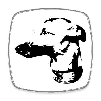 Whippet head - Square fridge magnet - white - Front