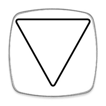 Triangle avec coins arrondis comme panneau d’avertissement - Magnet carré - blanc - Devant