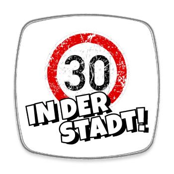 Tempo 30 in der Stadt - Viereckiger Kühlschrankmagnet - Weiß - Vorne