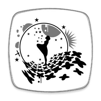 Die Sterntaler Mädchen mit Sterne - Viereckiger Kühlschrankmagnet - Weiß - Vorne