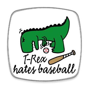 T-Rex hates baseball dinosaure joueur de base-ball - Magnet carré - blanc - Devant