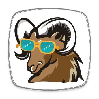 Ram with sunglasses - Square fridge magnet - white - Front