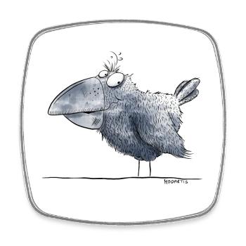 Kleiner Rabe I Krähe I Vogel Comic - Viereckiger Kühlschrankmagnet - Weiß - Vorne